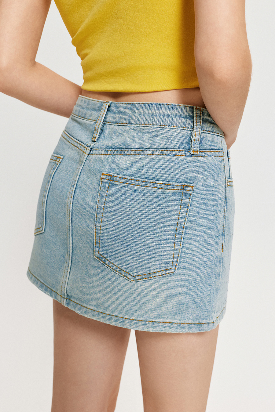 Rhinestone Denim Mini Skirt|yescci