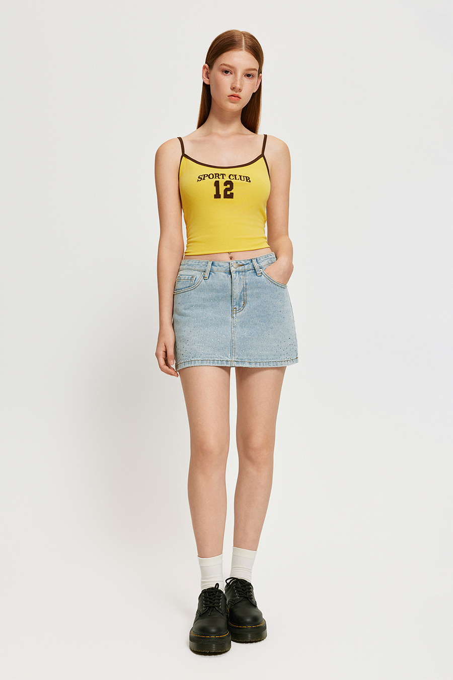 Rhinestone Denim Mini Skirt|yescci