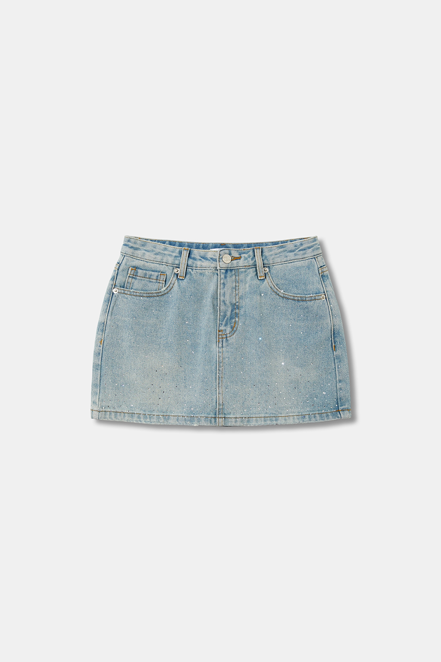 Rhinestone Denim Mini Skirt|yescci
