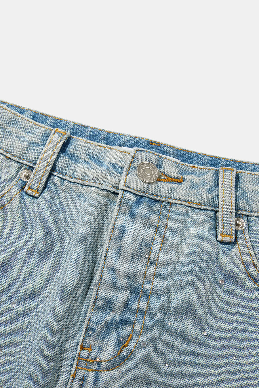 Rhinestone Denim Mini Skirt|yescci