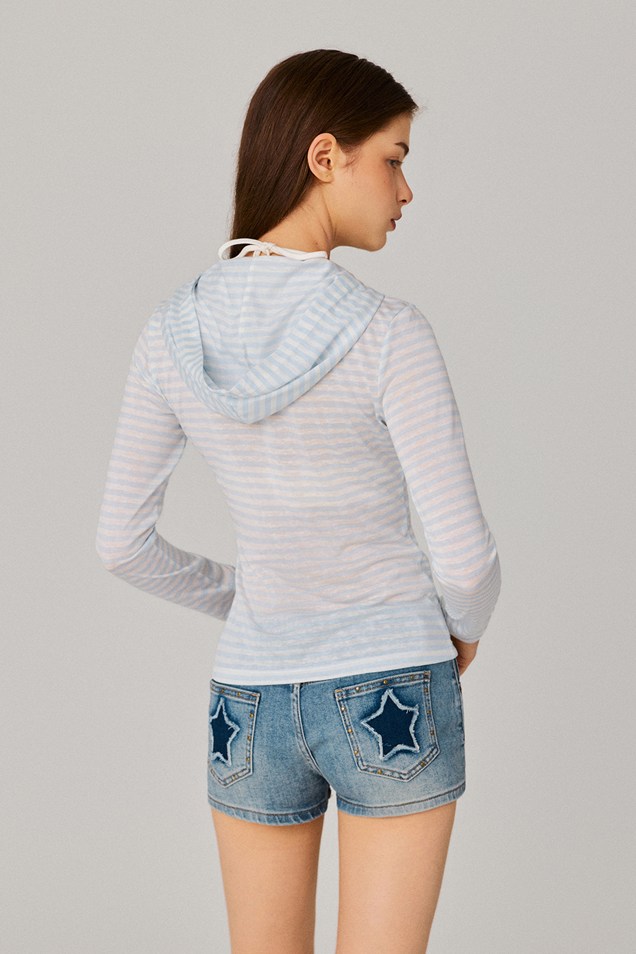 Light Striped Zip Hoodie