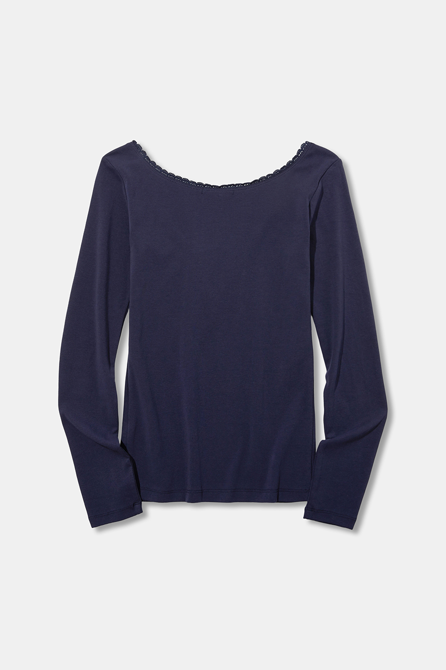 Lace Trim Lace Up Long Sleeve Top