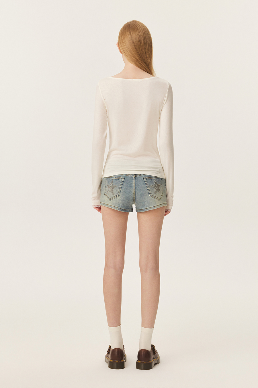 Draped Lace Long Sleeve Top