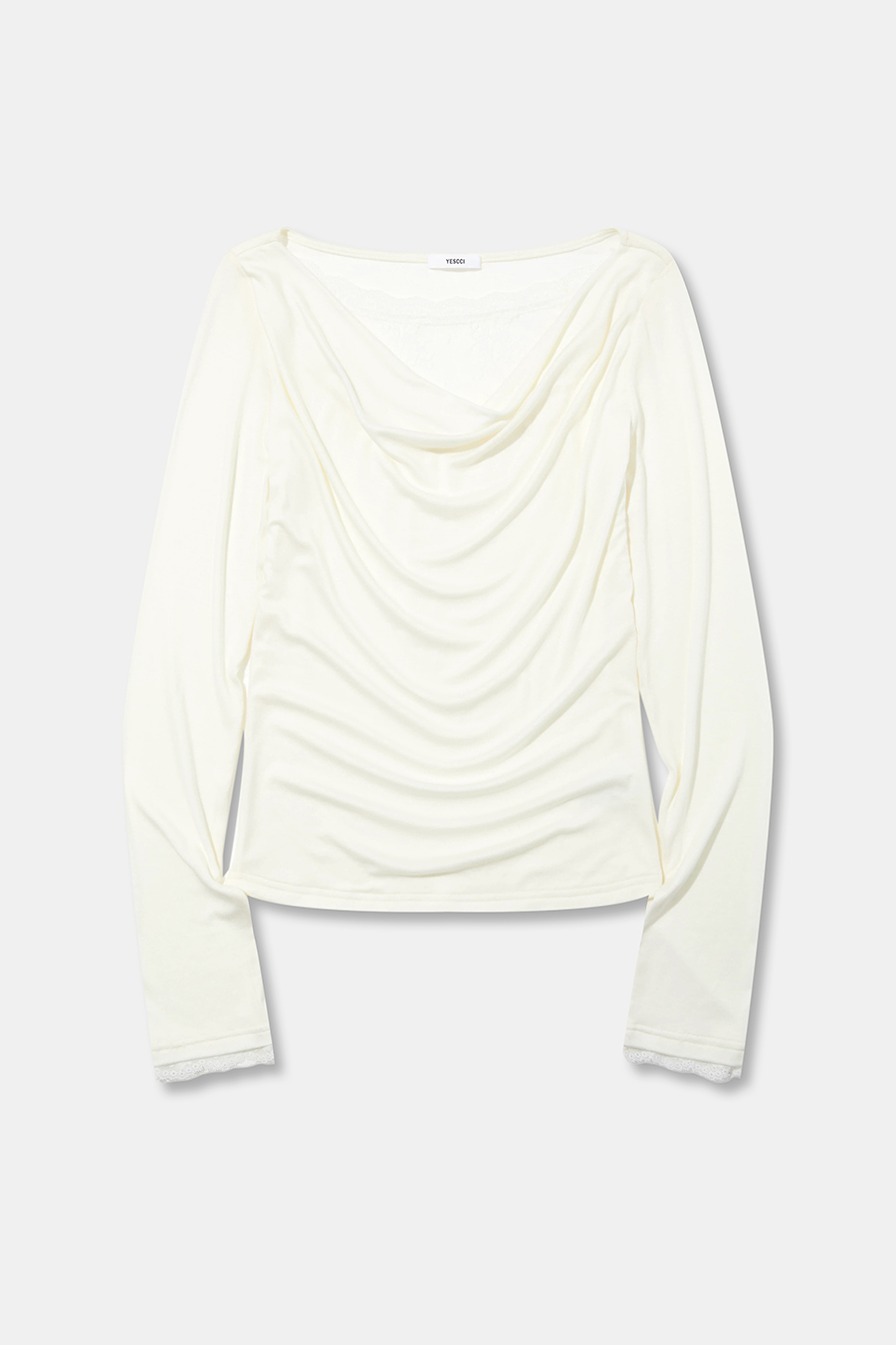 Draped Lace Long Sleeve Top