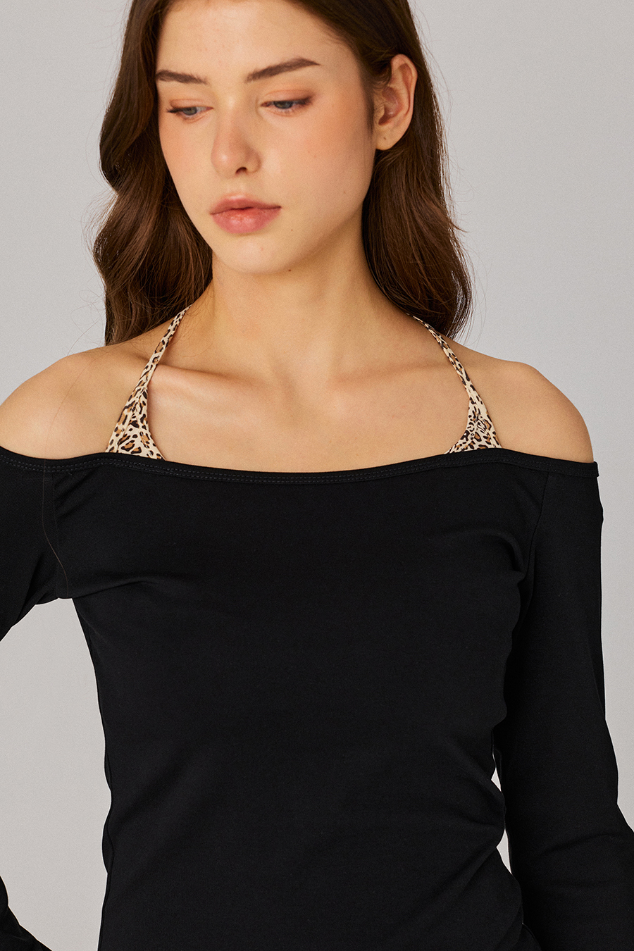Bardot Neck Slim Long Sleeve Top|yescci