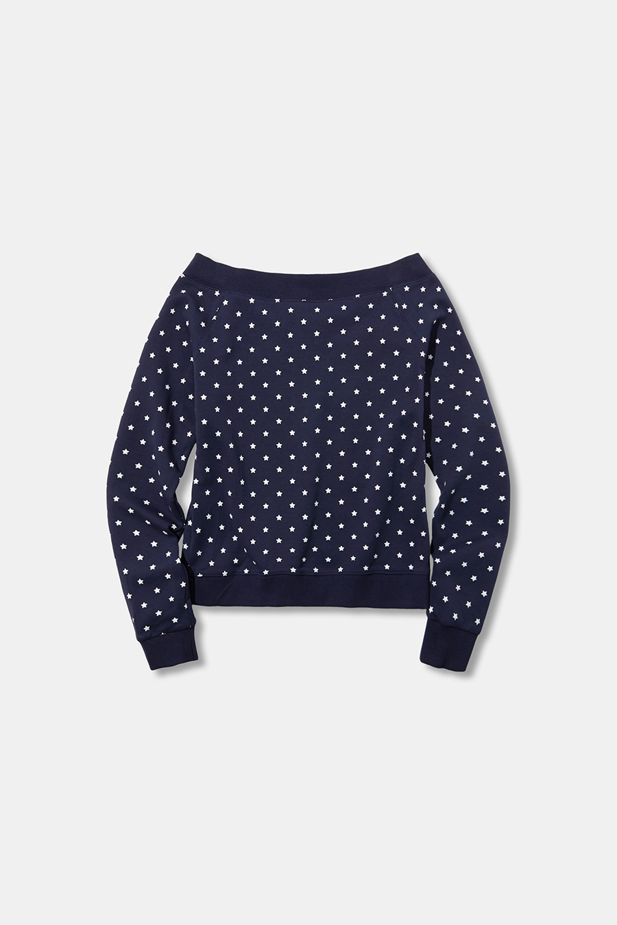 Star Print Off‑Shoulder Zip Jacket|yescci