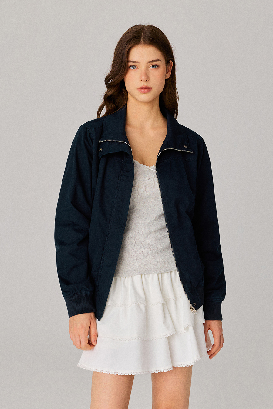 Stand‑Collar Bomber Jacket