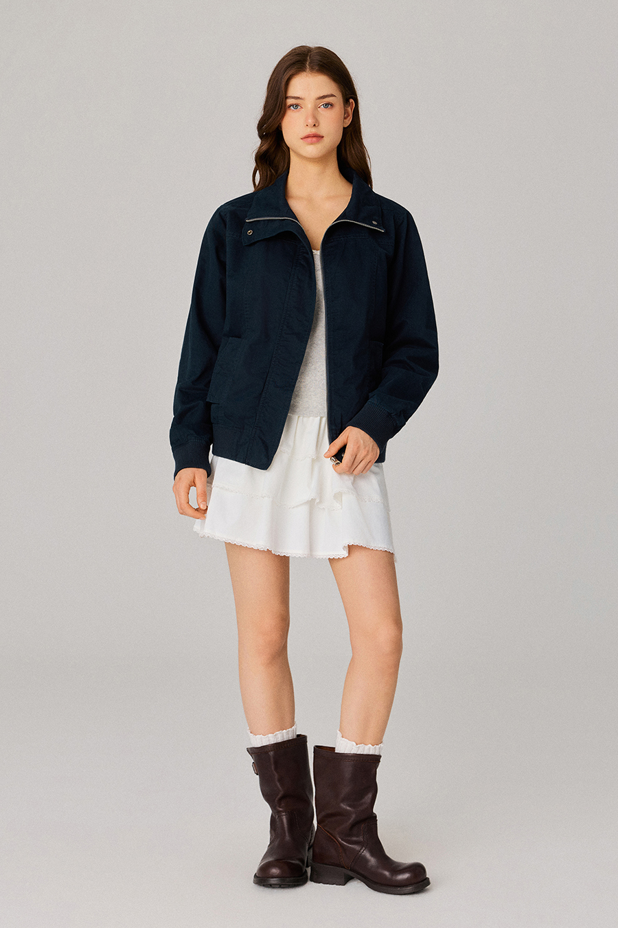 Stand‑Collar Bomber Jacket