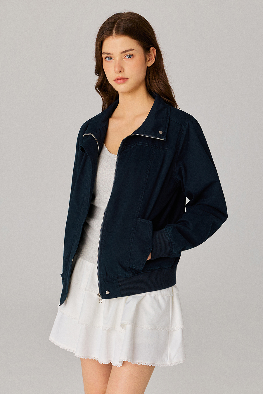 Stand‑Collar Bomber Jacket