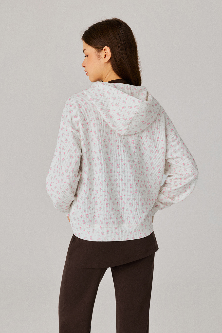 Floral Zip Up Hooded Jacket