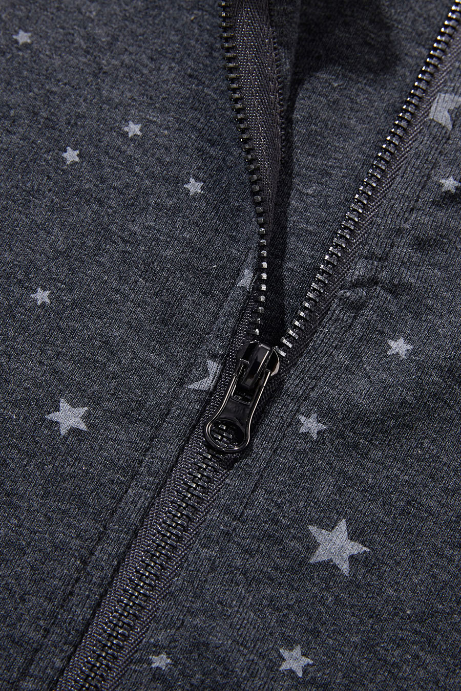 Star Print Zip‑Up Hoodie