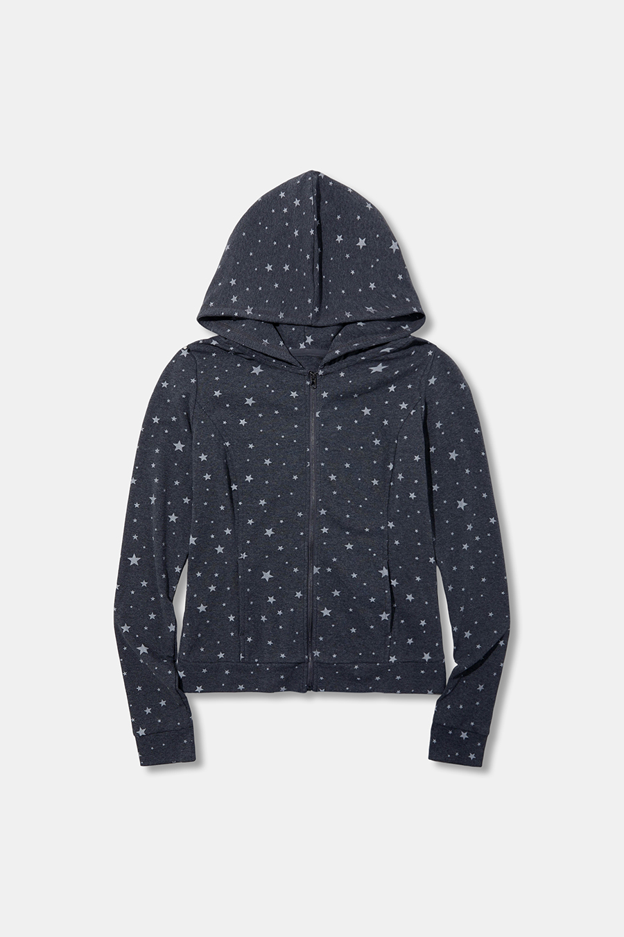 Star Print Zip‑Up Hoodie
