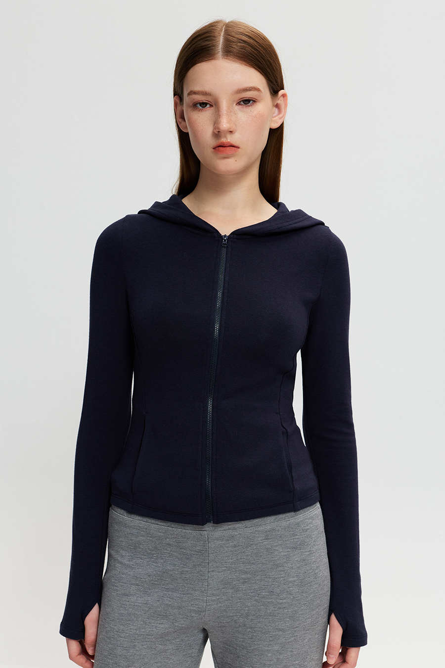 Fitted Zip‑Up Hoodie