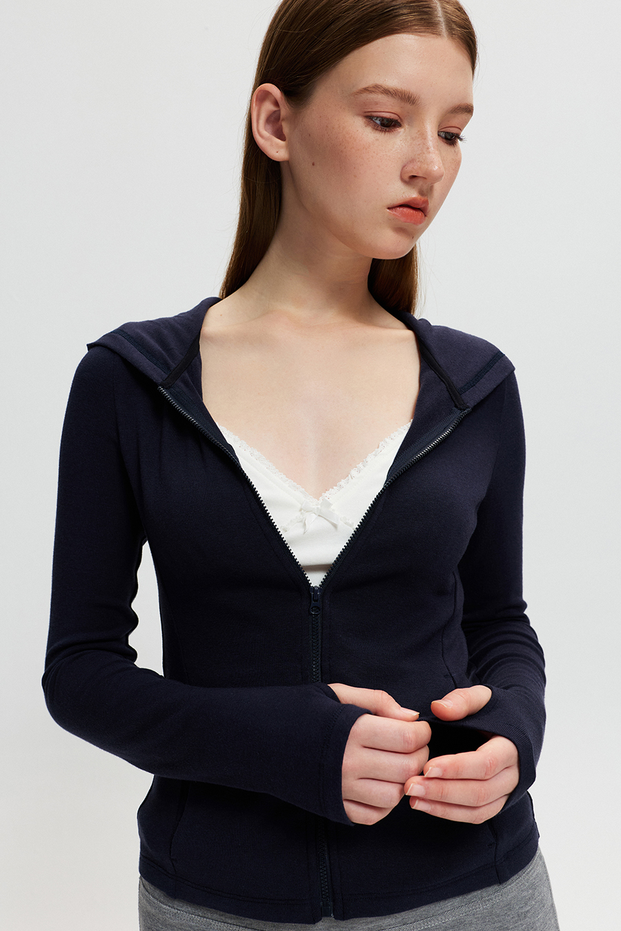 Fitted Zip‑Up Hoodie