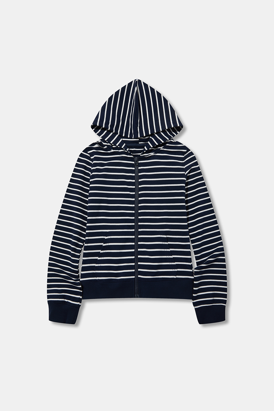 Stripe Zip‑Up Hooded Jacket|yescci
