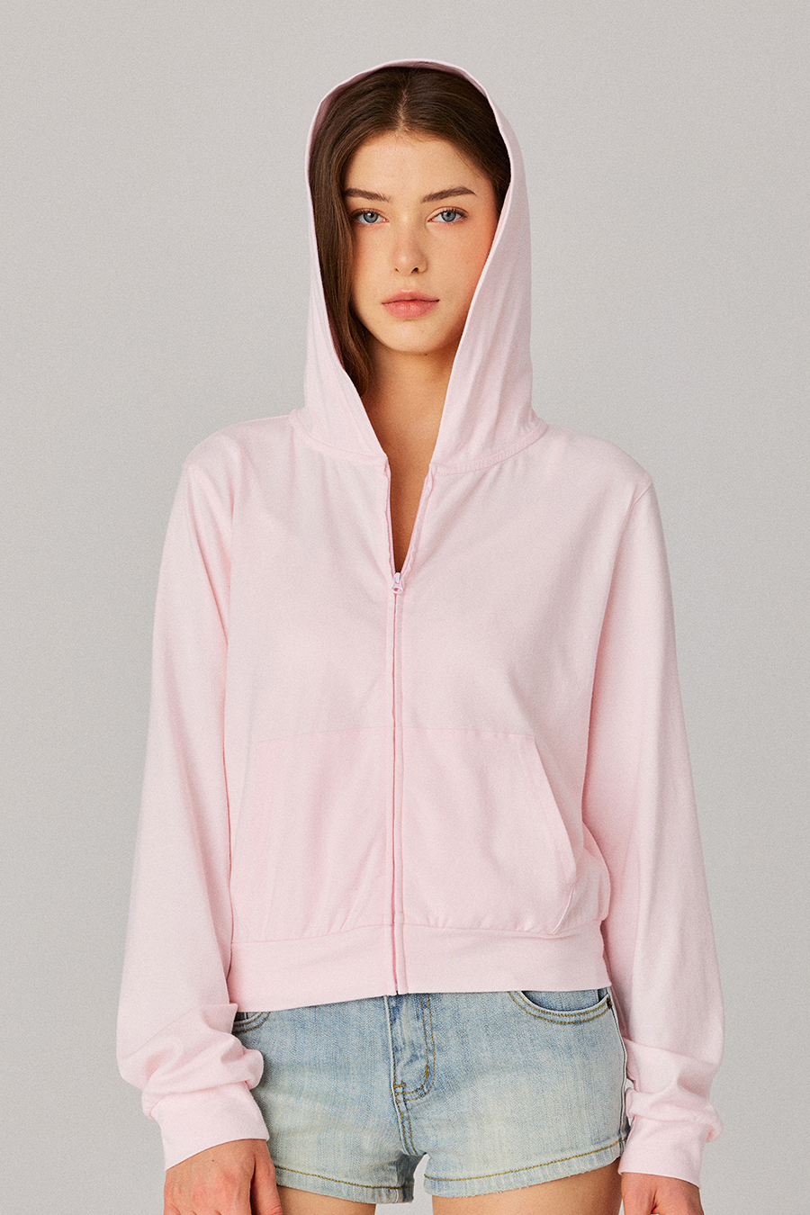 Cropped Zip‑Up Hoodie|yescci