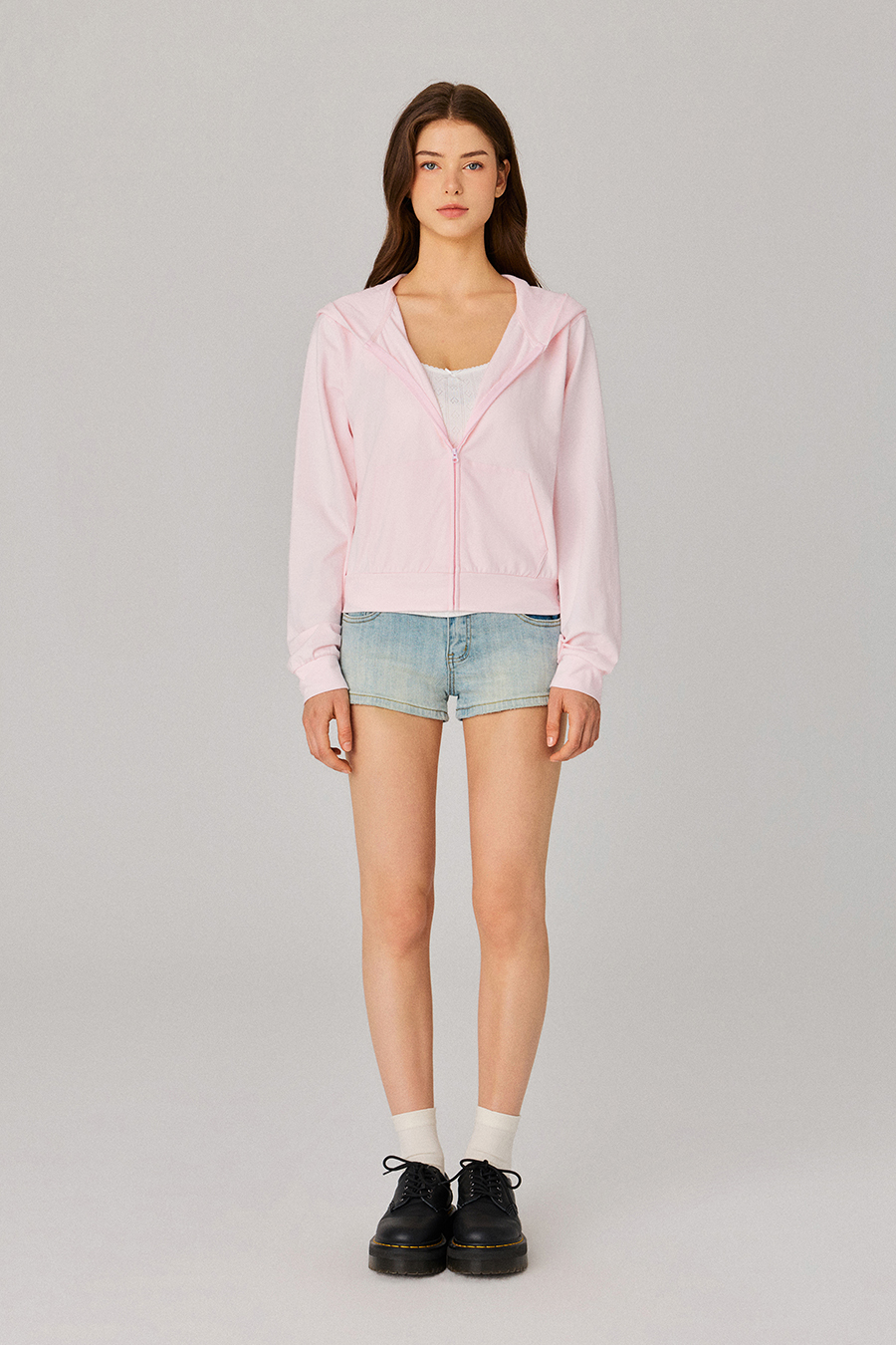 Cropped Zip‑Up Hoodie|yescci