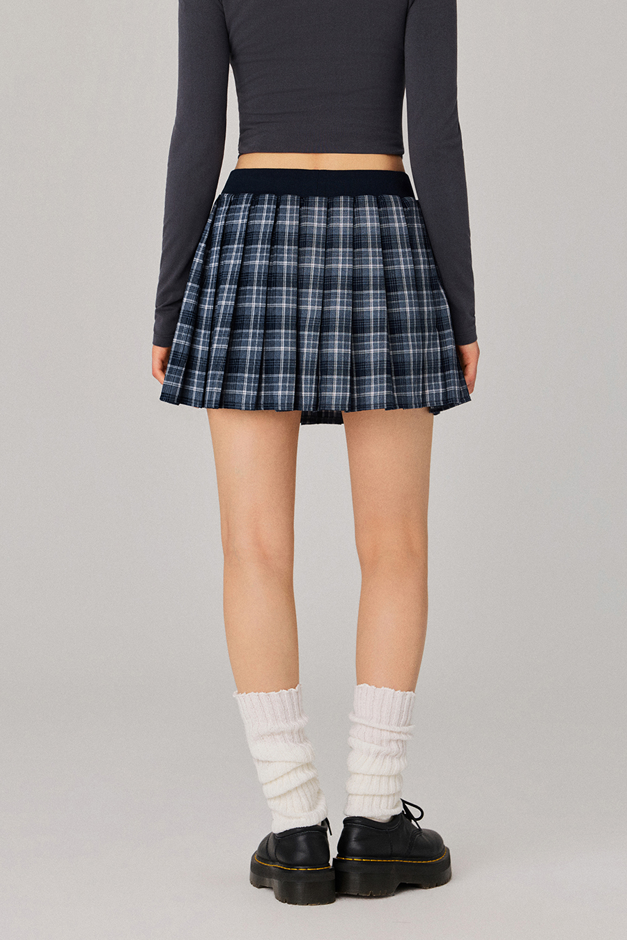 Plaid Drawstring Pleated Mini Skirt|yescci
