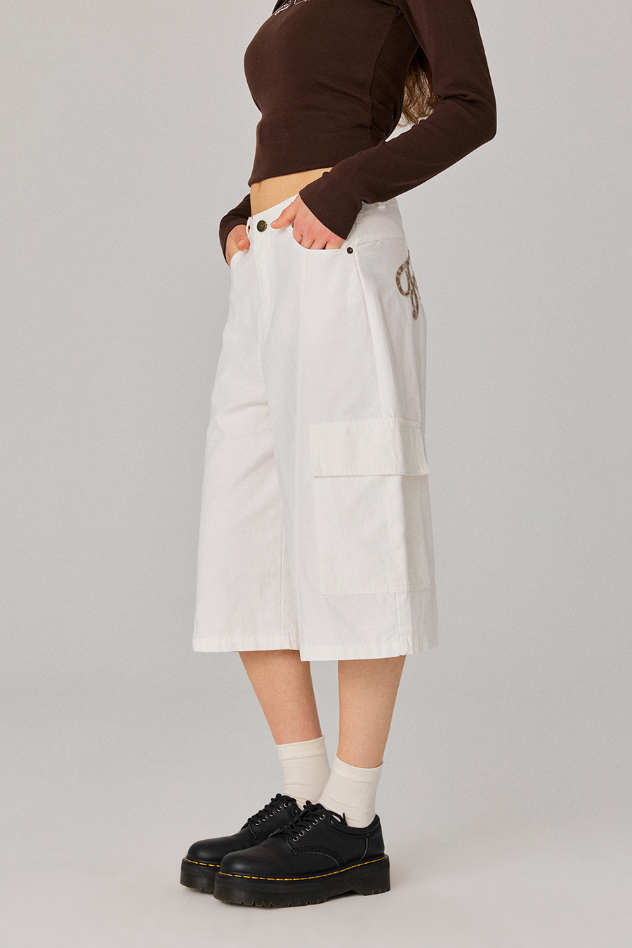 Embroidered Cargo Bermuda Shorts