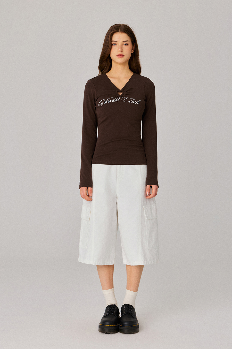 Embroidered Cargo Bermuda Shorts