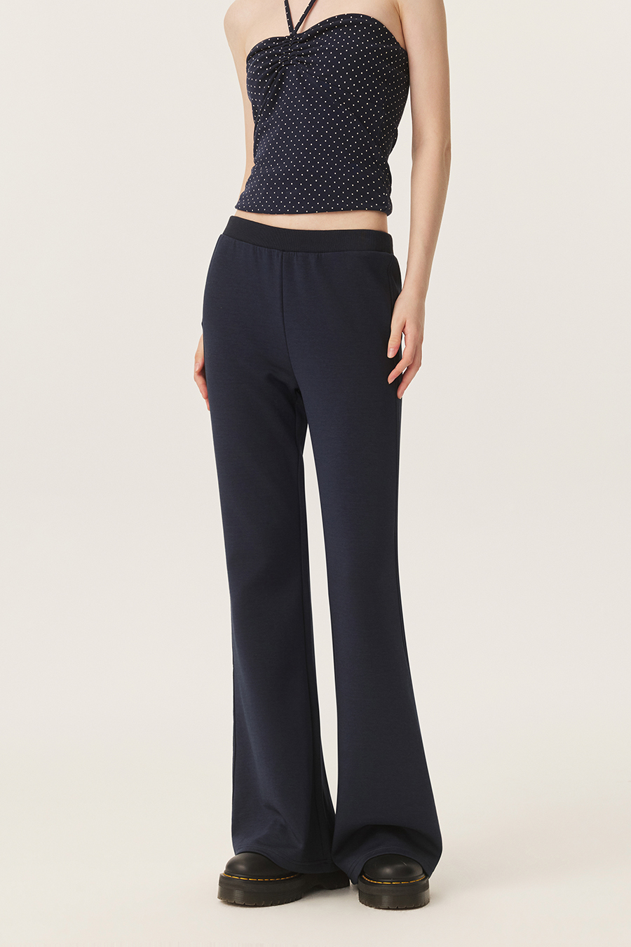 Solid Flare Knit Pants