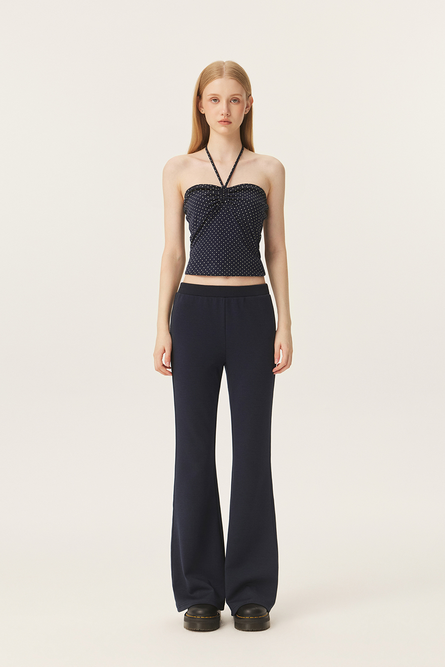 Solid Flare Knit Pants
