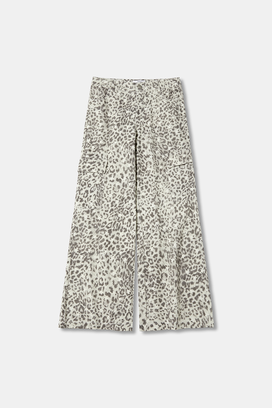 Leopard Star Print Cargo Flare Pants