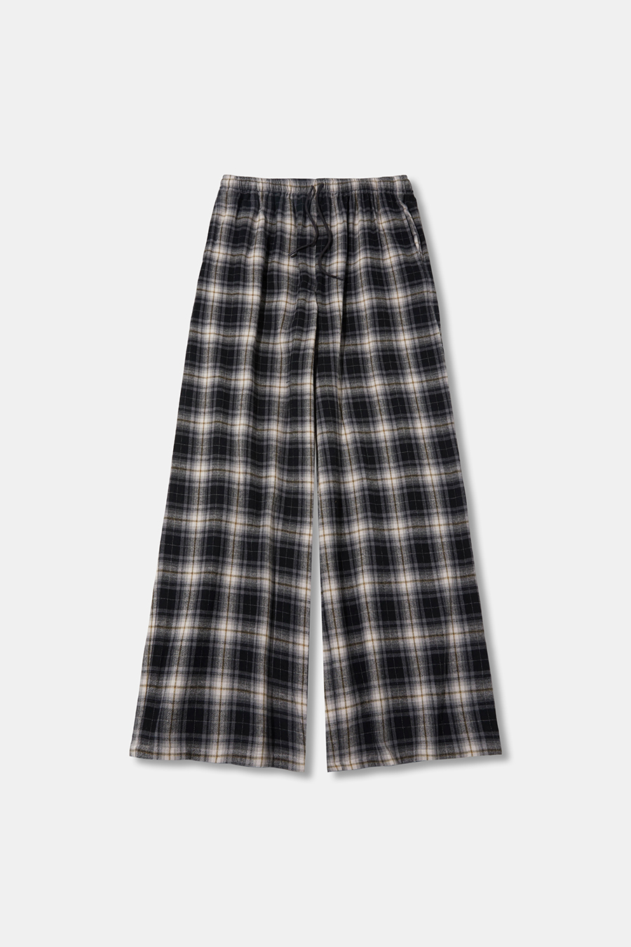 Plaid Drawstring Wide Leg Pants