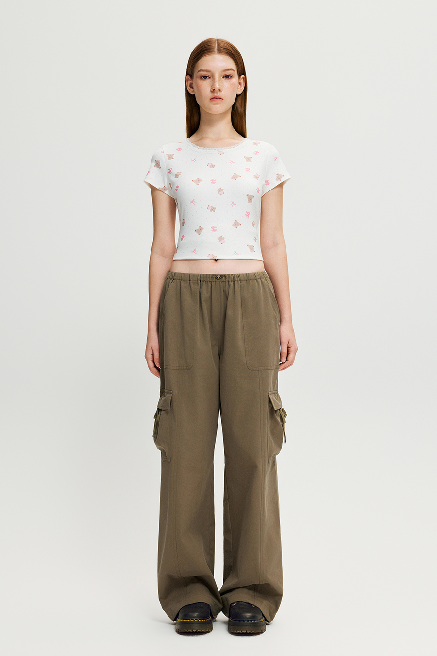 Elastic Waist Multi Pocket Wide Leg Cargo Pants|yescci
