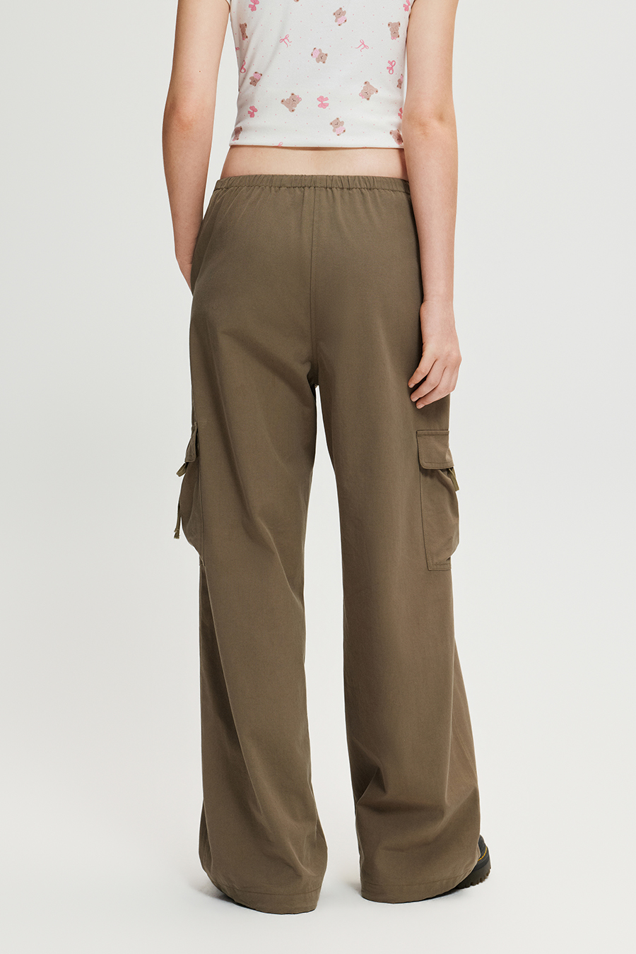 Elastic Waist Multi Pocket Wide Leg Cargo Pants|yescci