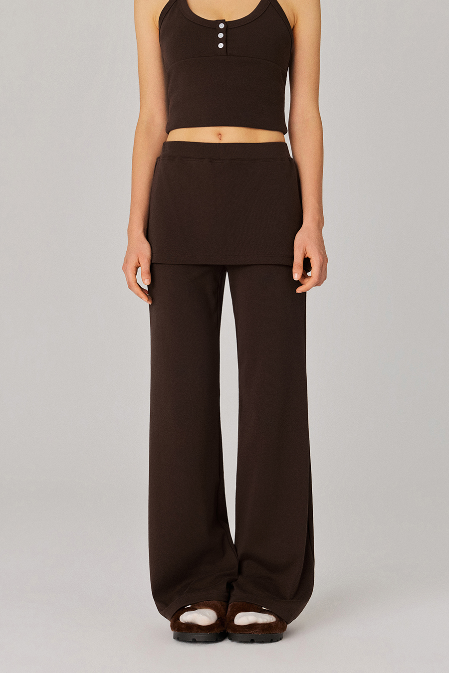 Skirted Wide Leg Casual Pants|yescci