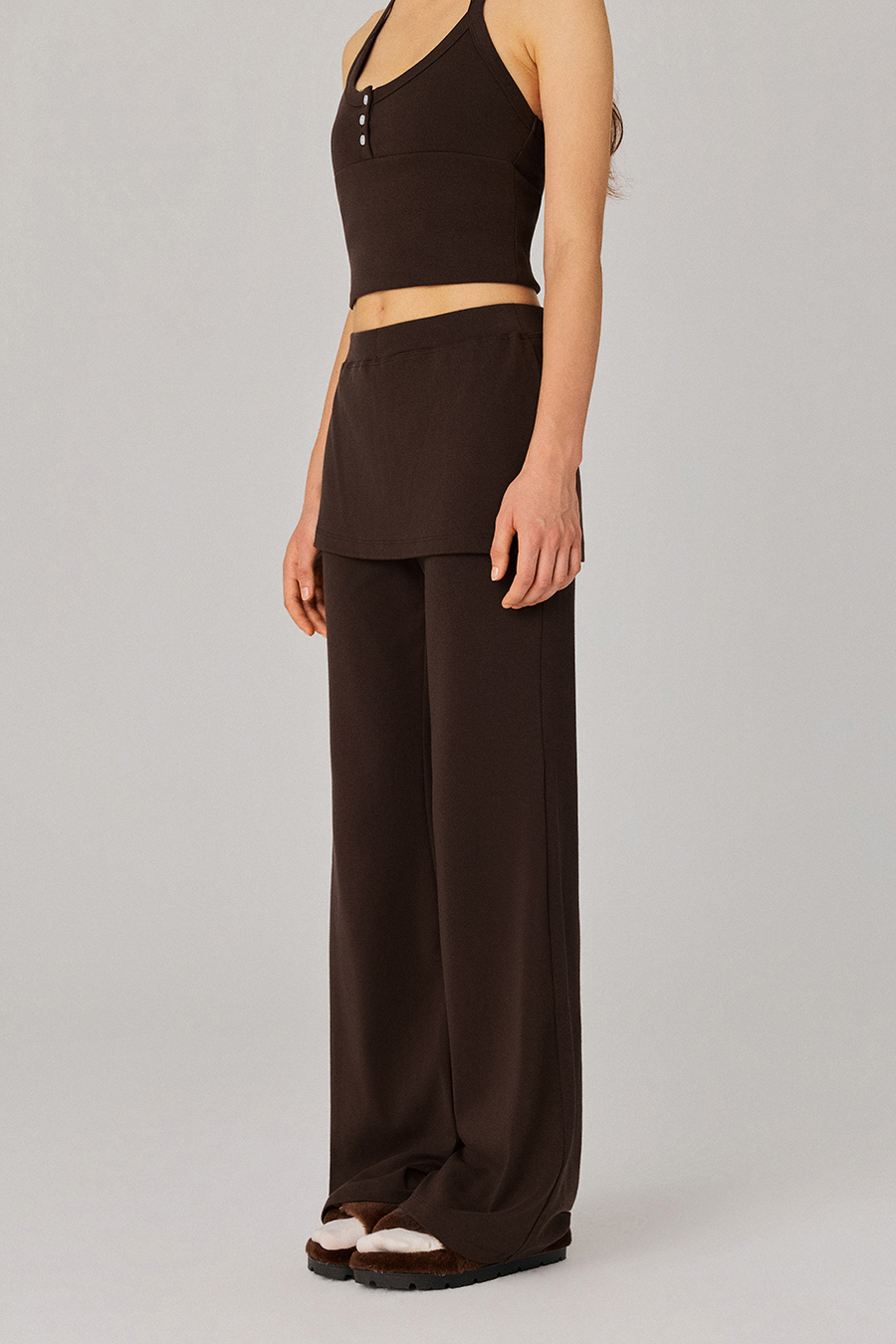 Skirted Wide Leg Casual Pants|yescci