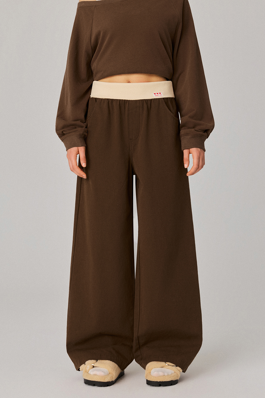 Elastic Waist Casual Wide‑Leg Pants