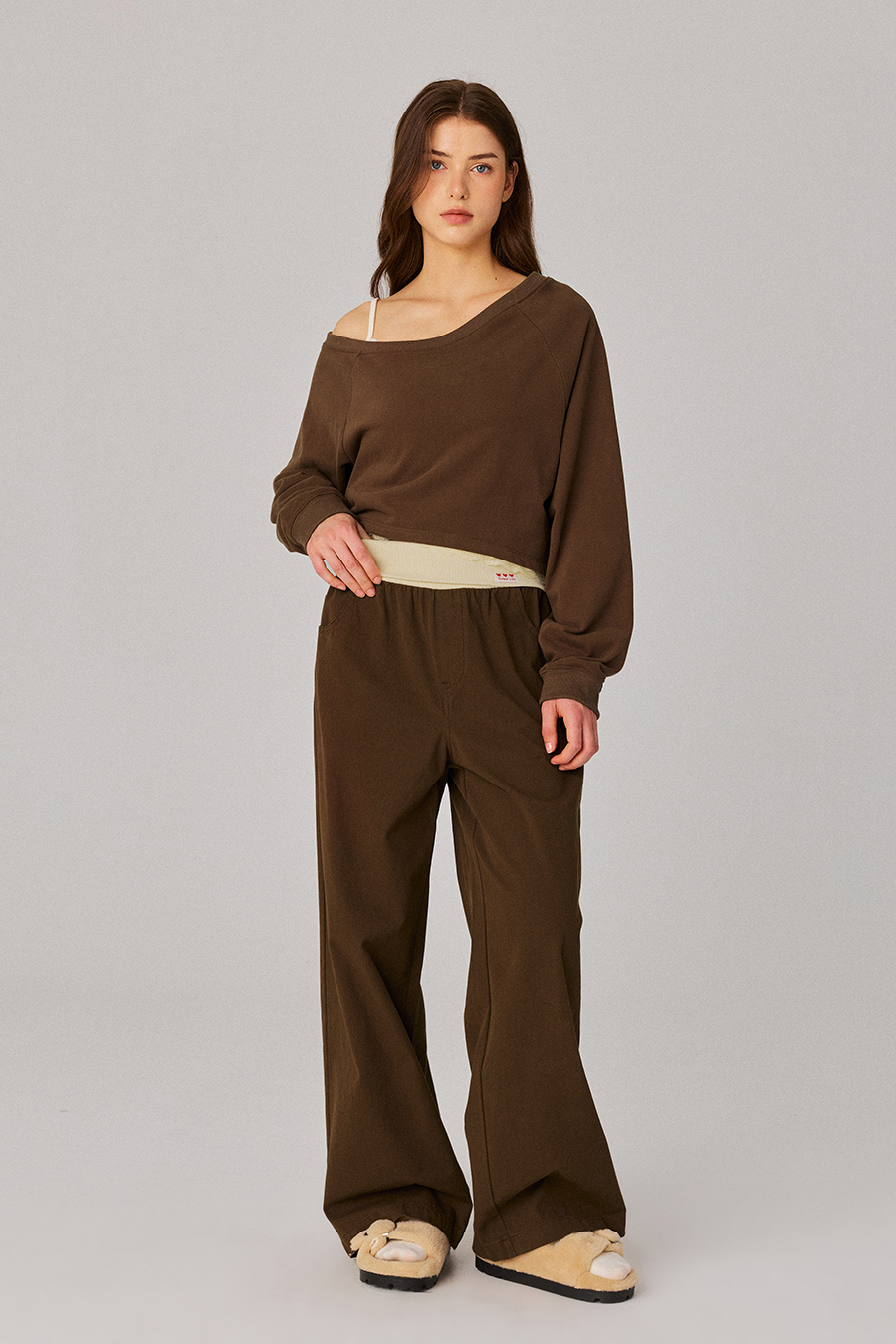 Elastic Waist Casual Wide‑Leg Pants