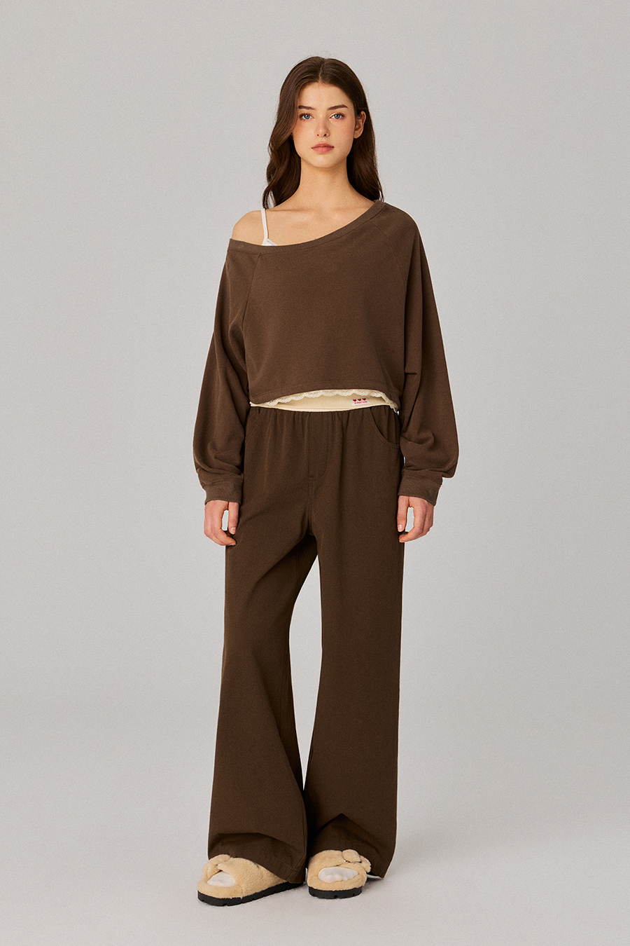 Elastic Waist Casual Wide‑Leg Pants