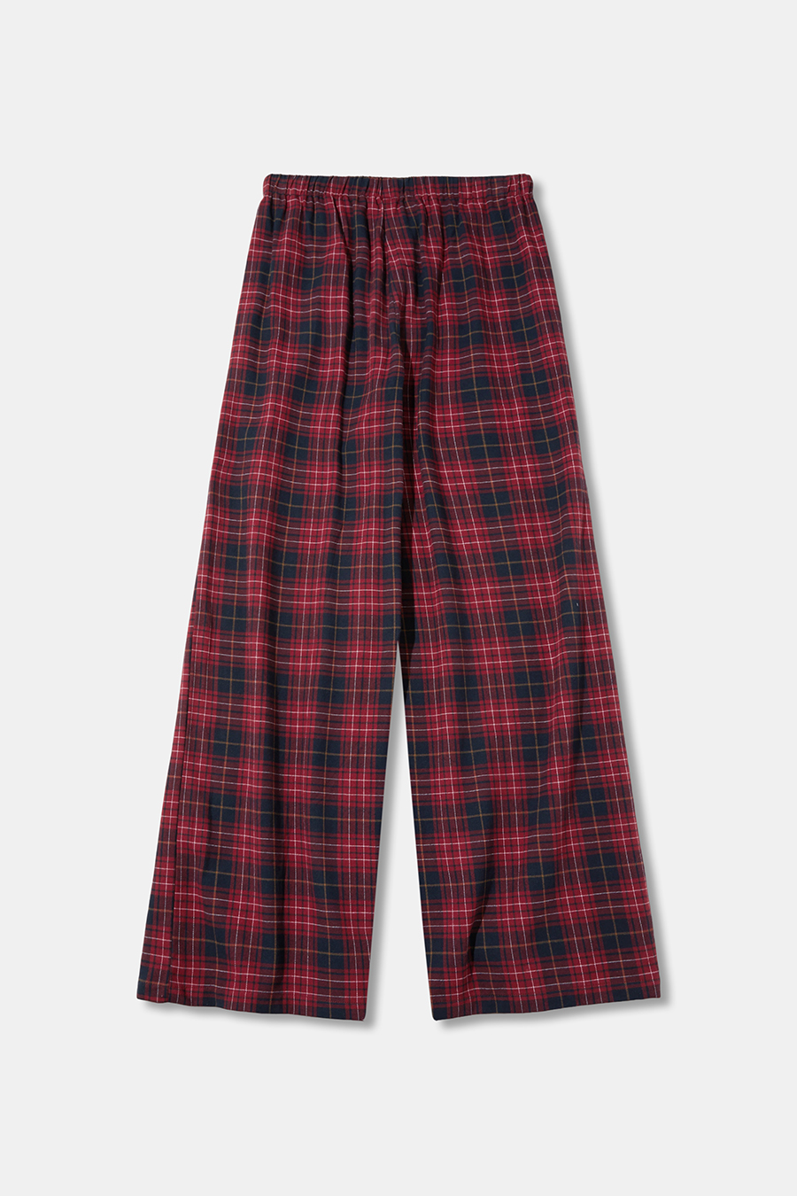 Plaid Drawstring Wide‑Leg Pants