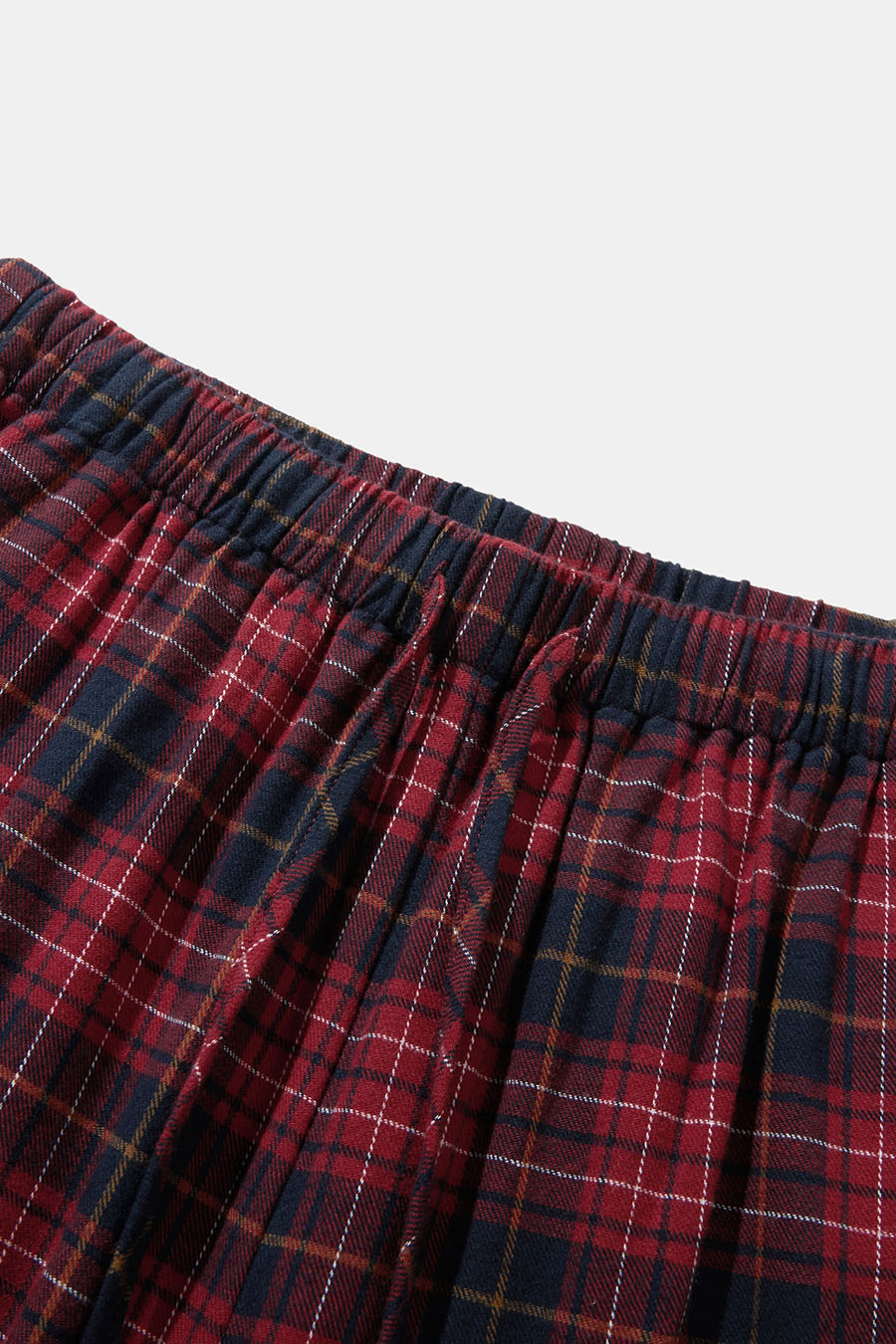 Plaid Drawstring Wide‑Leg Pants