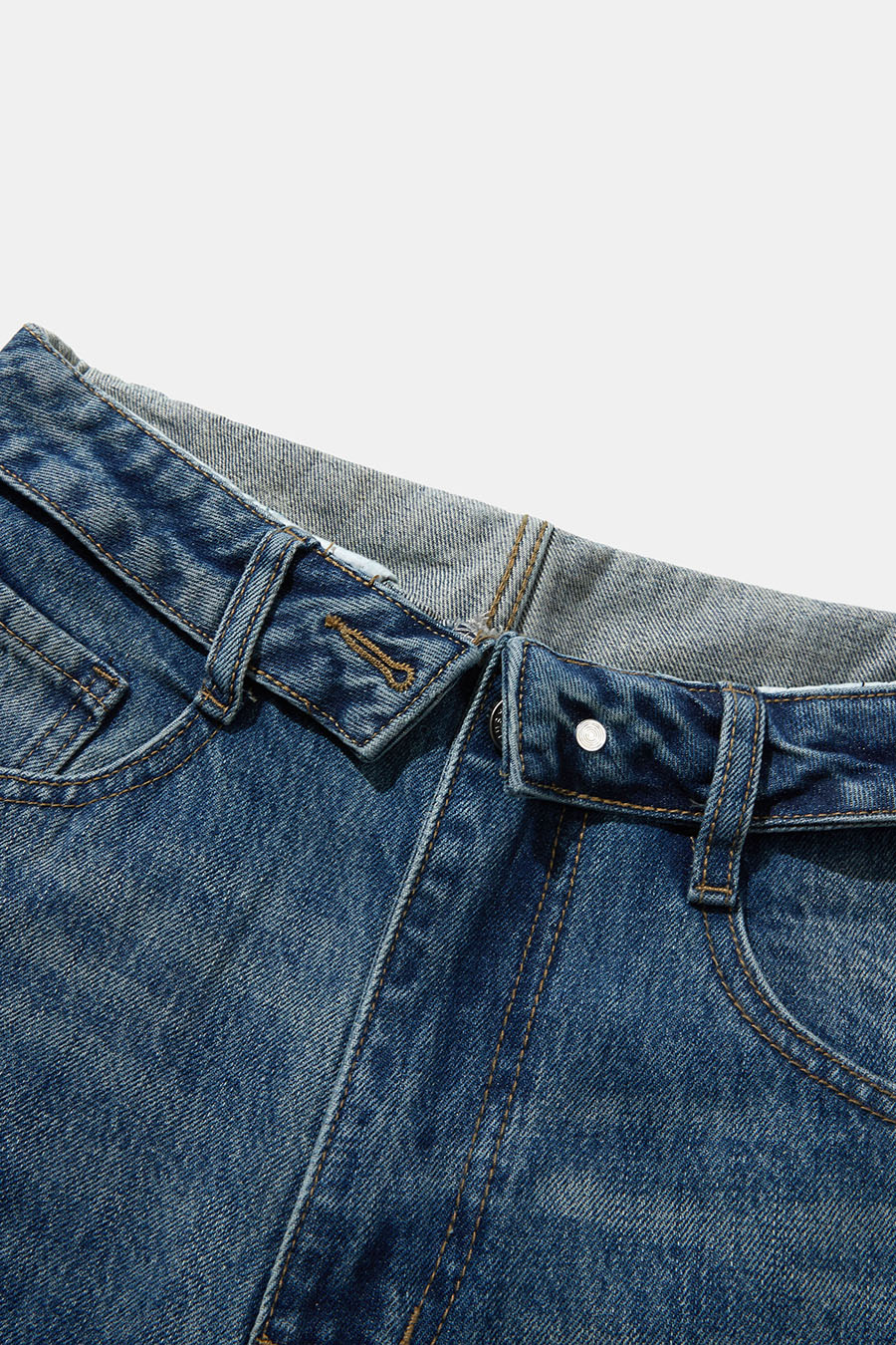 Folded Waist Wide‑Leg Jeans