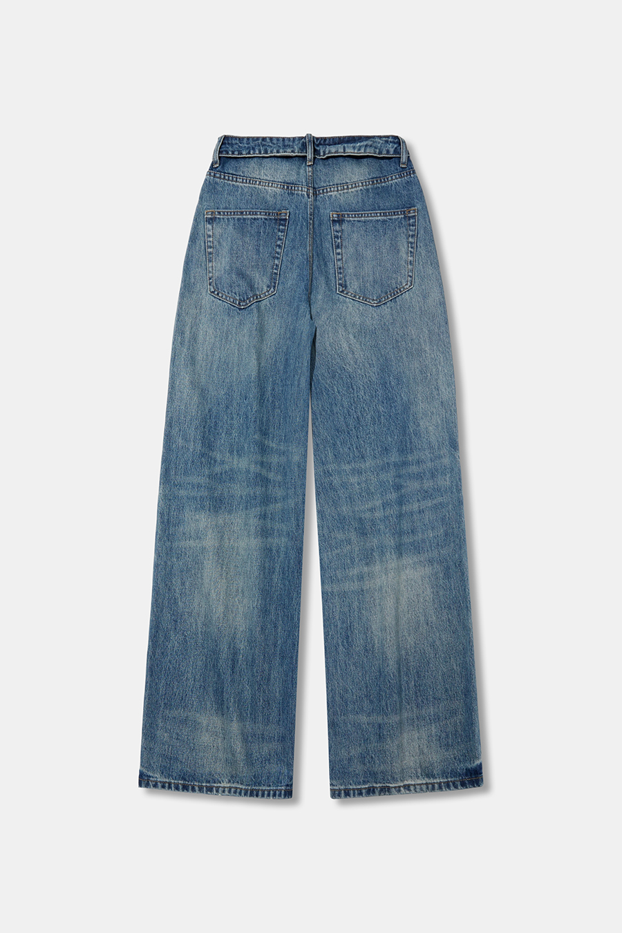 Folded Waist Wide‑Leg Jeans