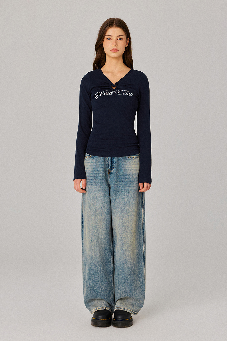 Vintage Wash High‑Waist Denim