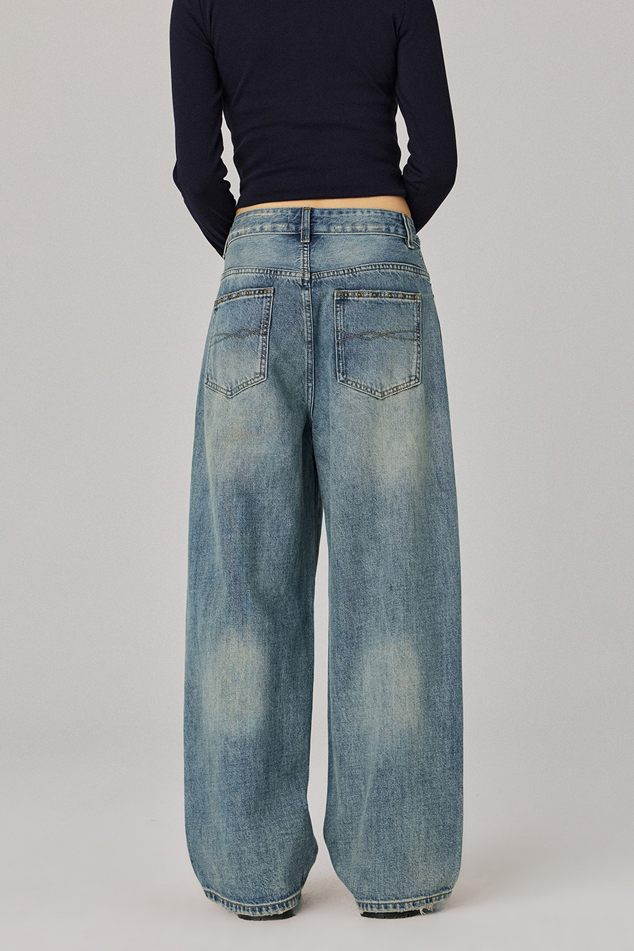 Vintage Wash High‑Waist Denim