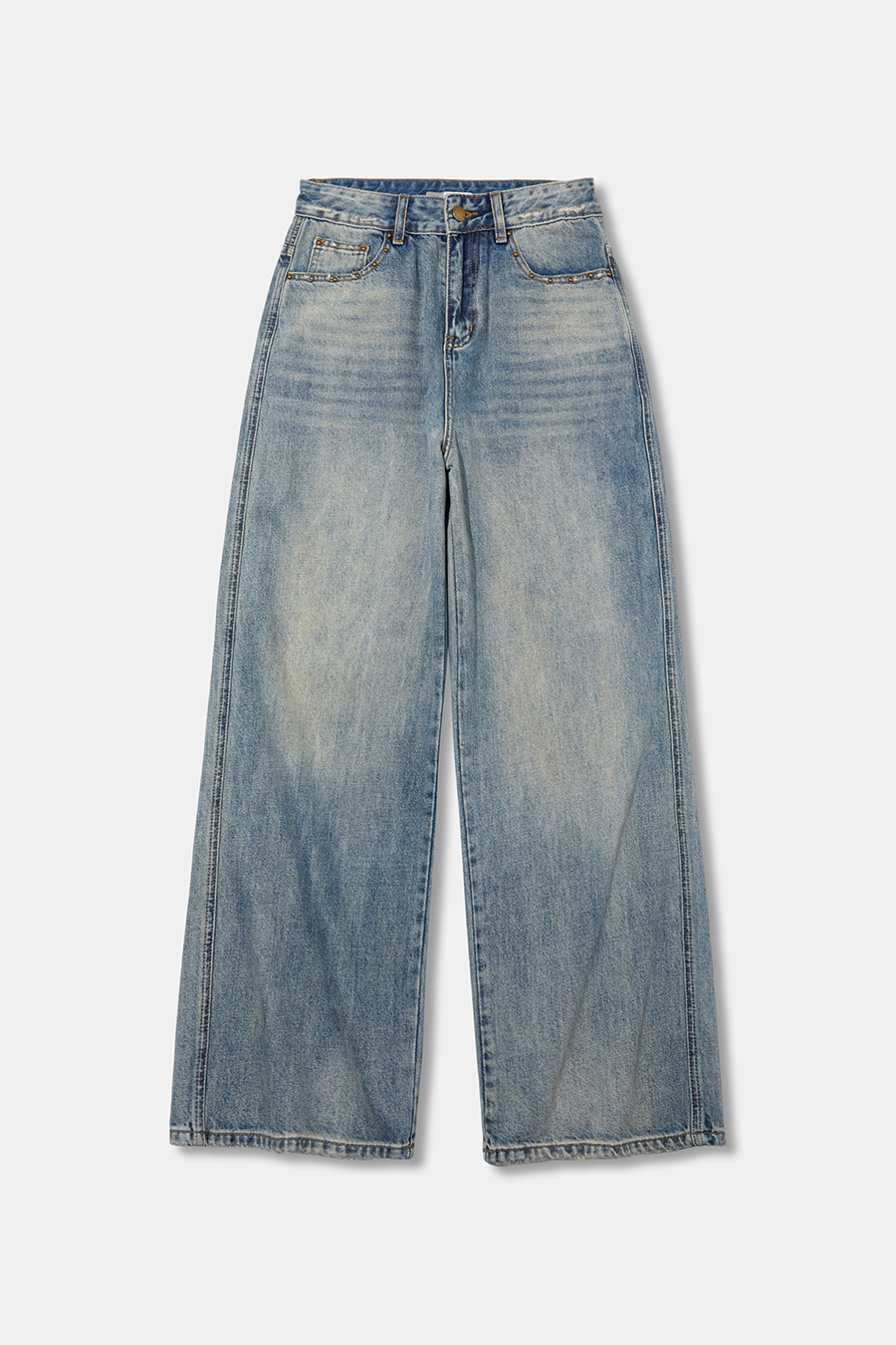 Vintage Wash High‑Waist Denim