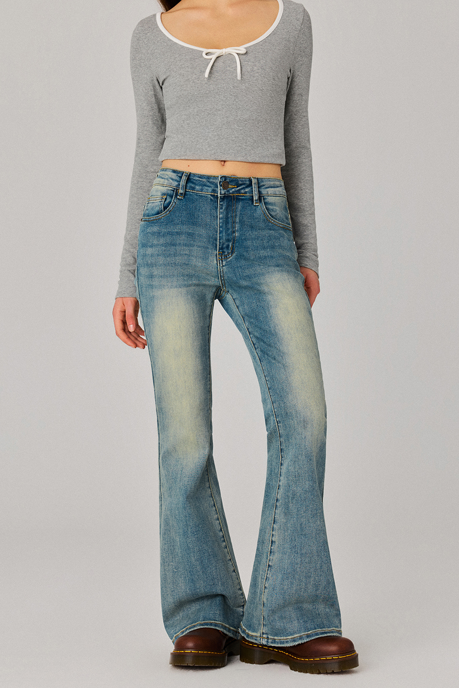 High‑Waisted Flare Jeans