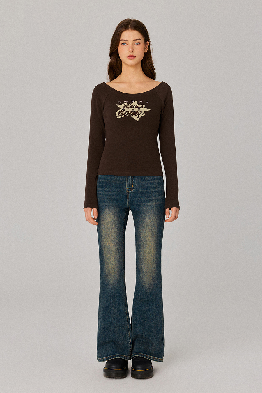 High‑Waist Flare Denim Jeans|yescci