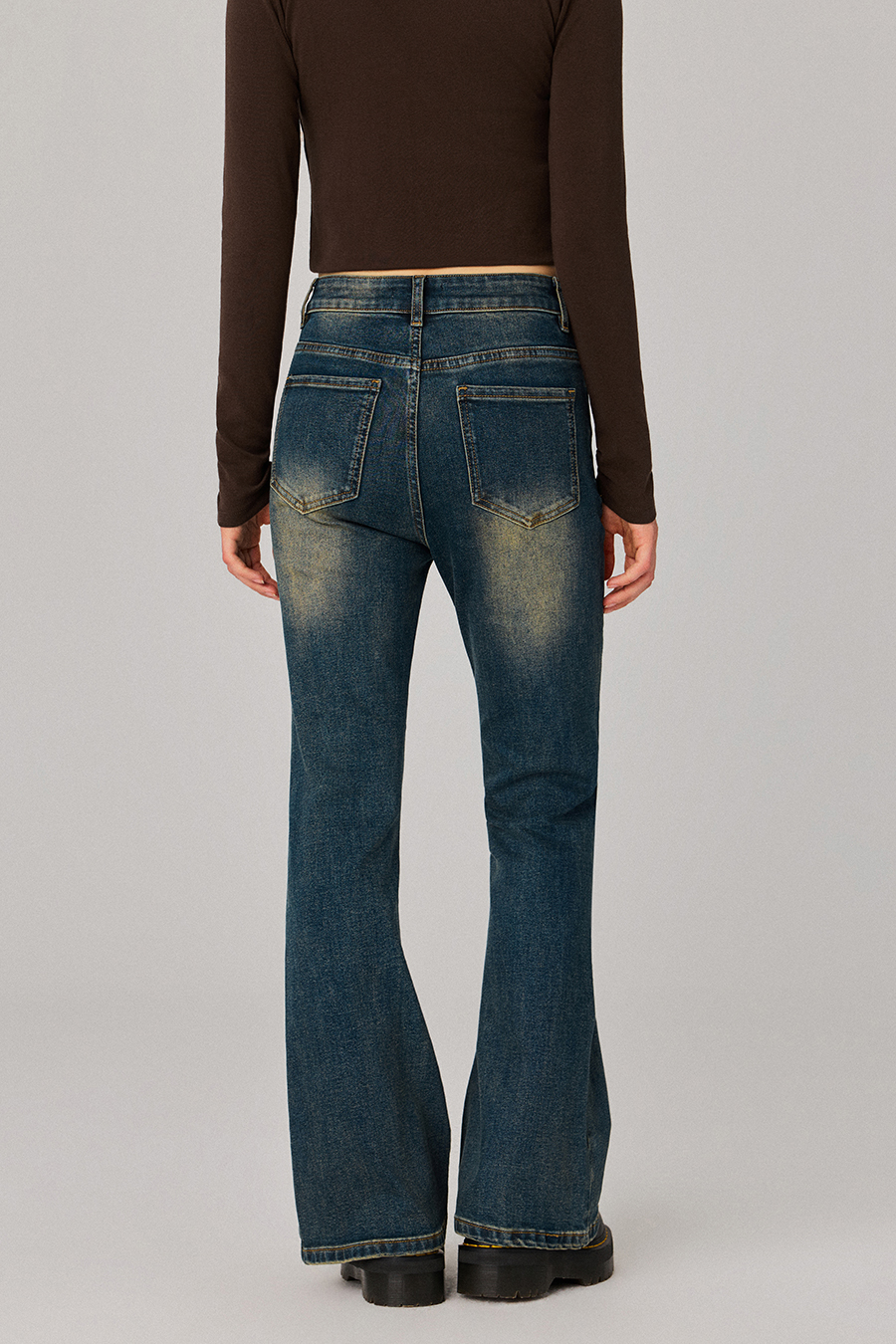 High‑Waist Flare Denim Jeans|yescci