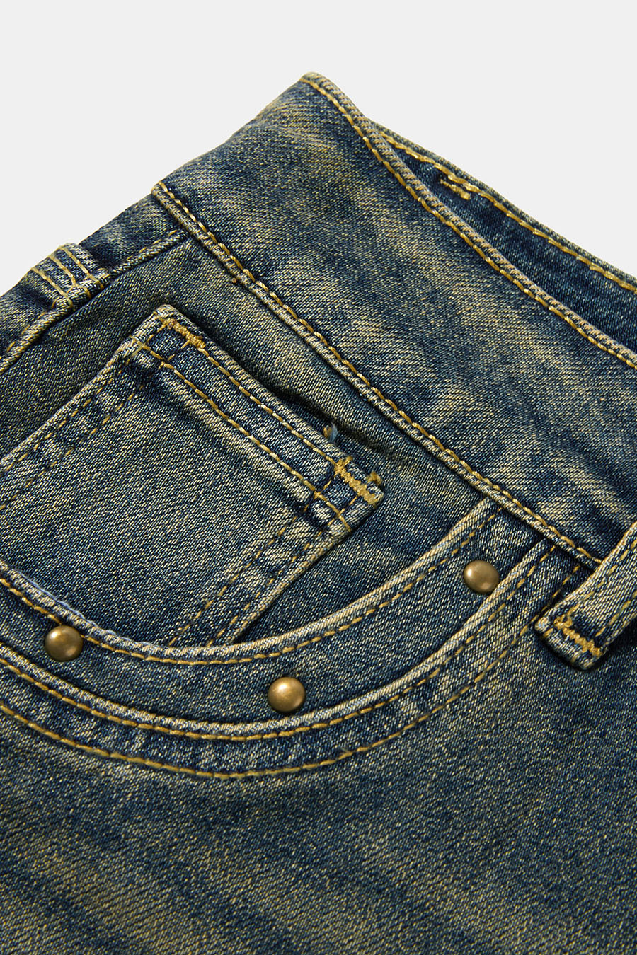 Rivet Decor Denim Mini Shorts
