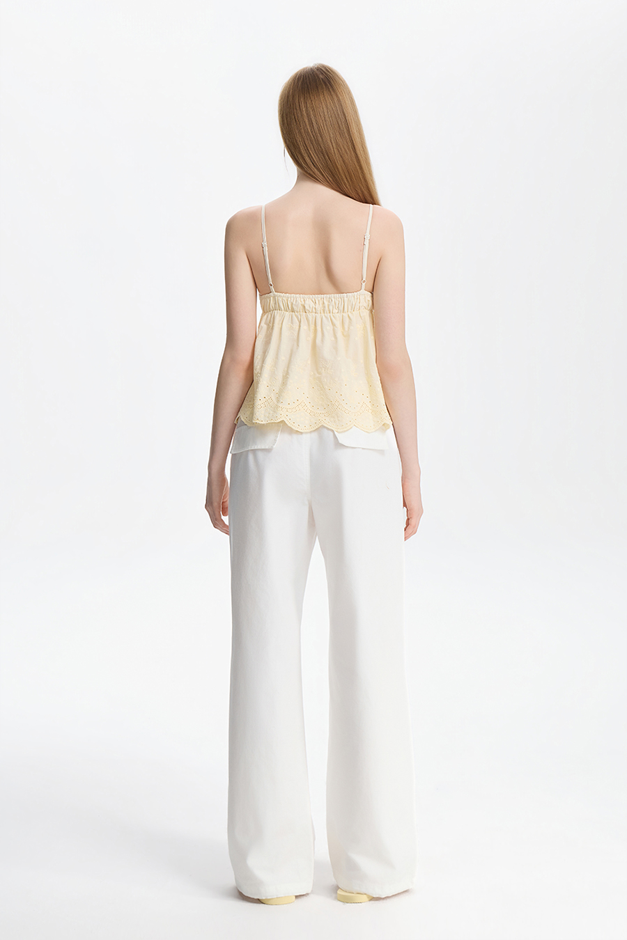 White Drawstring Wide Leg Pants|yescci