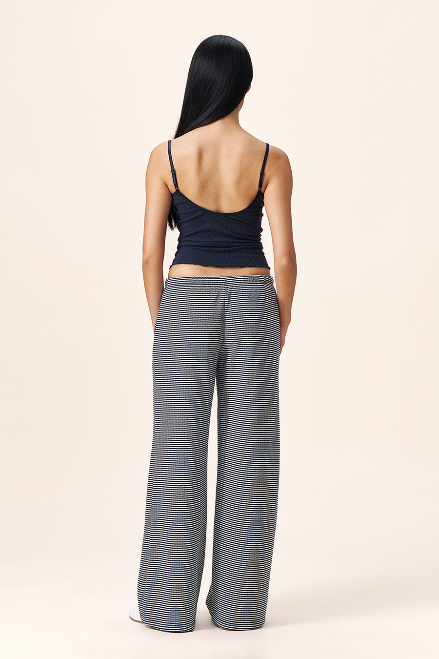 Striped Drawstring Wide Leg Pants|yescci