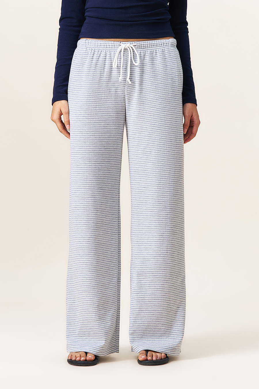 Striped Drawstring Wide Leg Pants|yescci