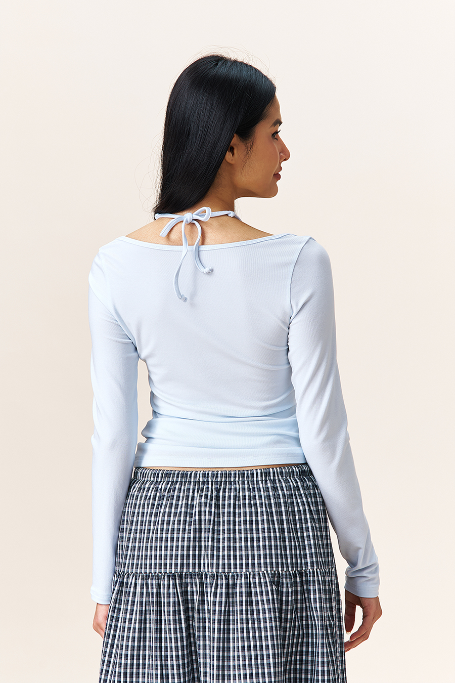 Halter Tie Henley Neck Blouse|yescci